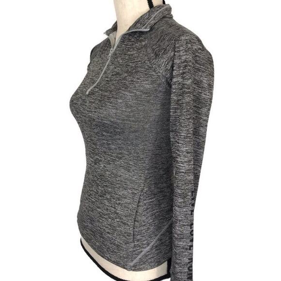 Aeropostale 1/4 Zip Pullover Live Love Run Gray Heathered sz XS Thumb Hole - Picture 3 of 8